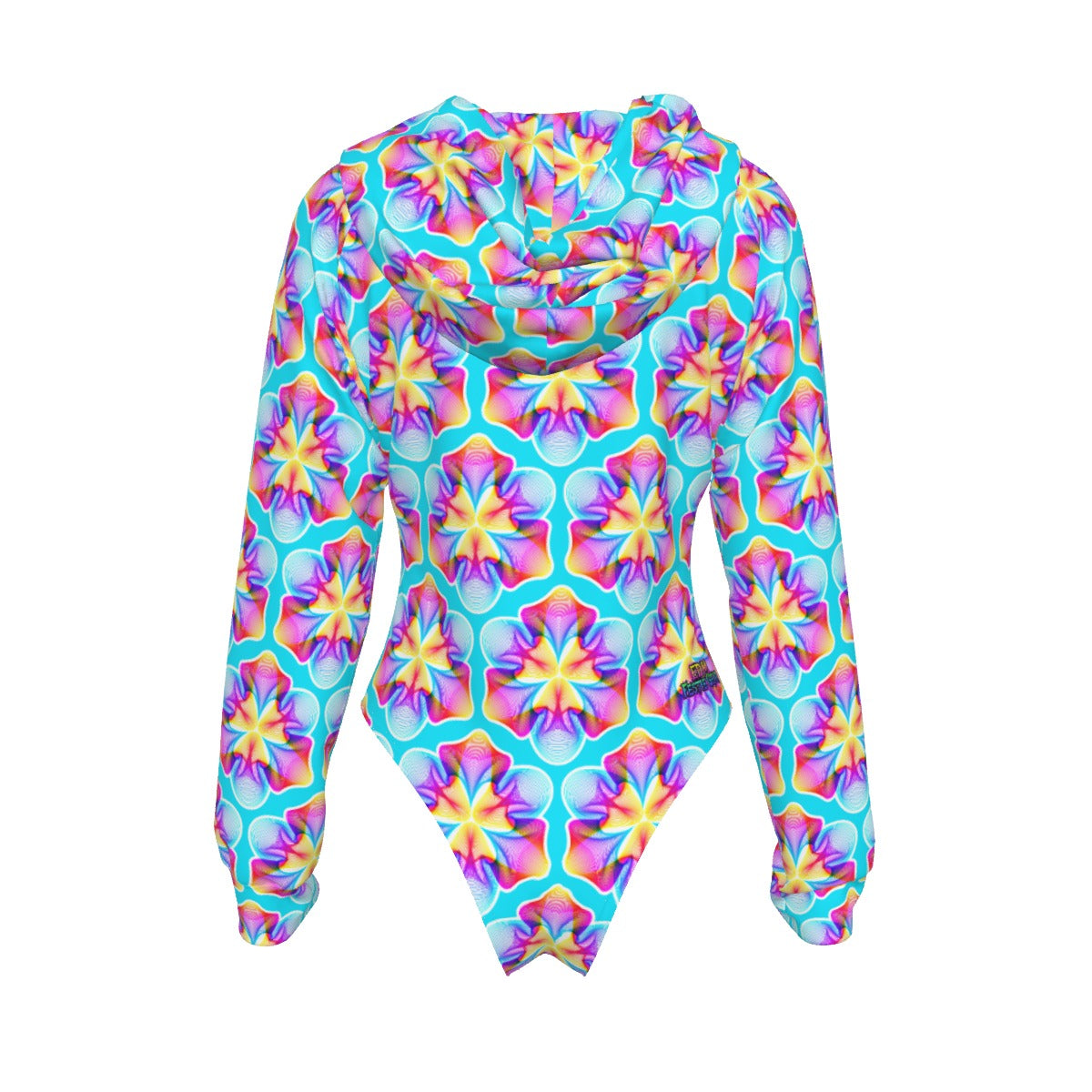 Petal Melt Frequency Hooded Bodysuit | Neon Tropical Flower Rave Jumpsuit | EDM Festival Wear