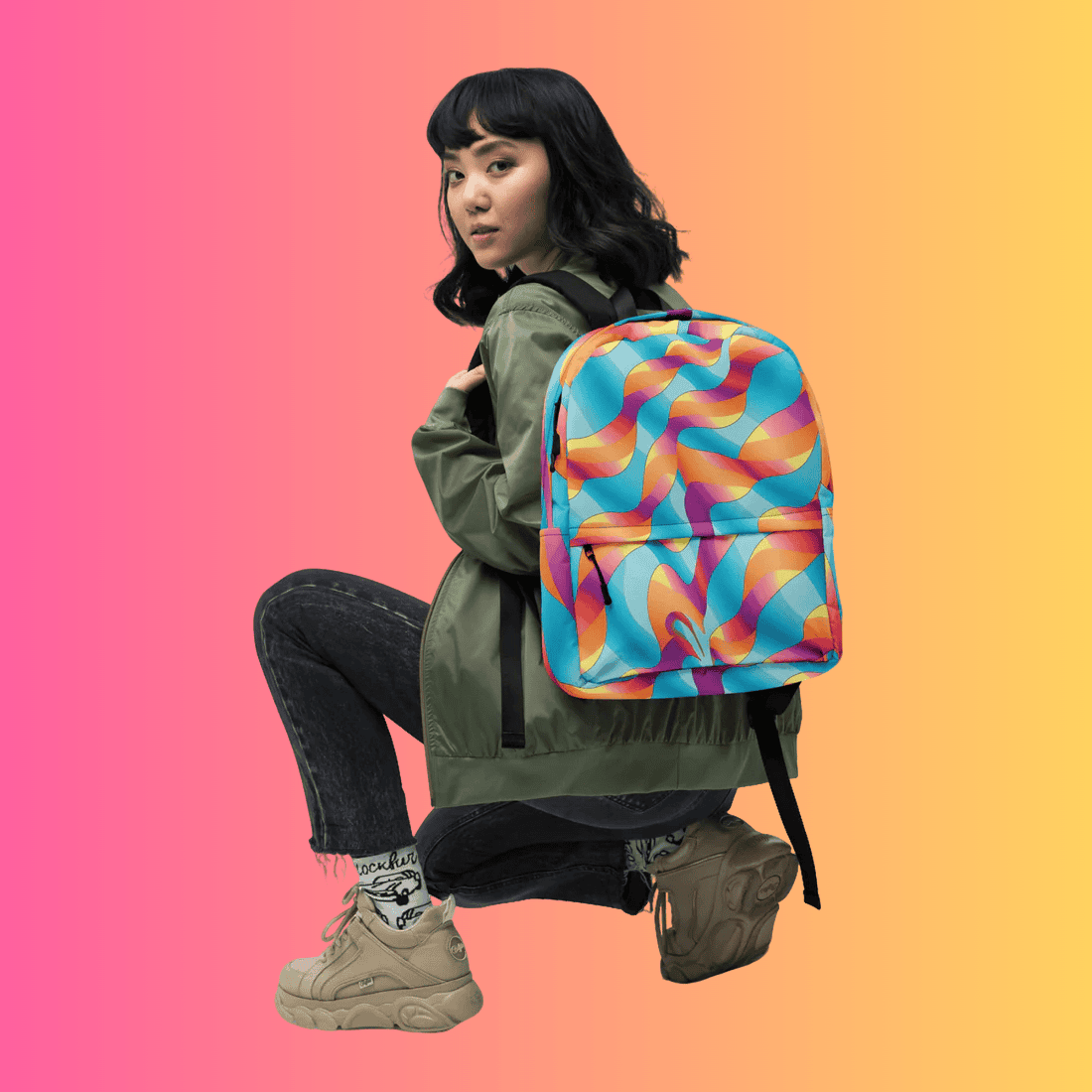 Vibrant Abstract Backpack for Ultimate Festival Vibes