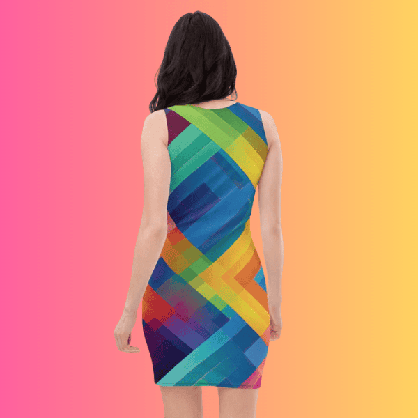 Electric Neon Plaid Bodycon Dress for Rave Festivals