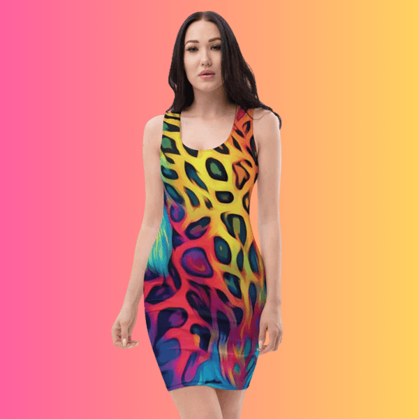 Neon Leopard Print Bodycon Dress for Festivals