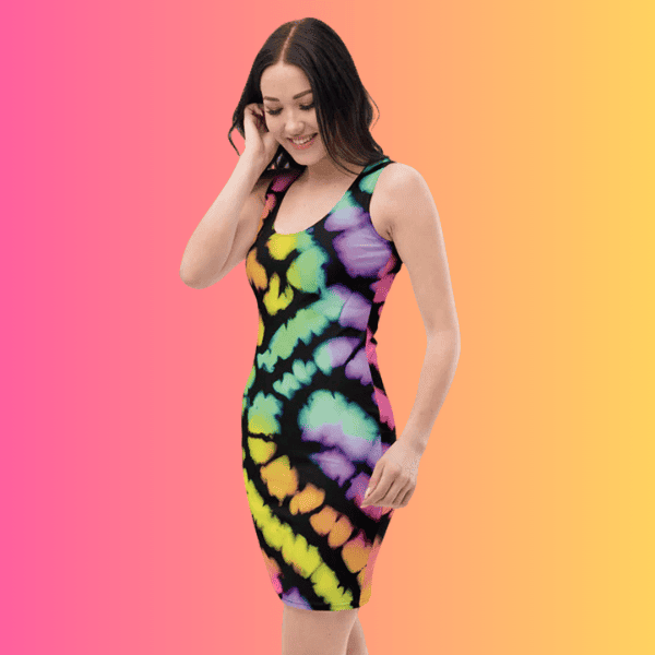 Vibrant Tie-Dye Bodycon Dress for Raves and Festivals
