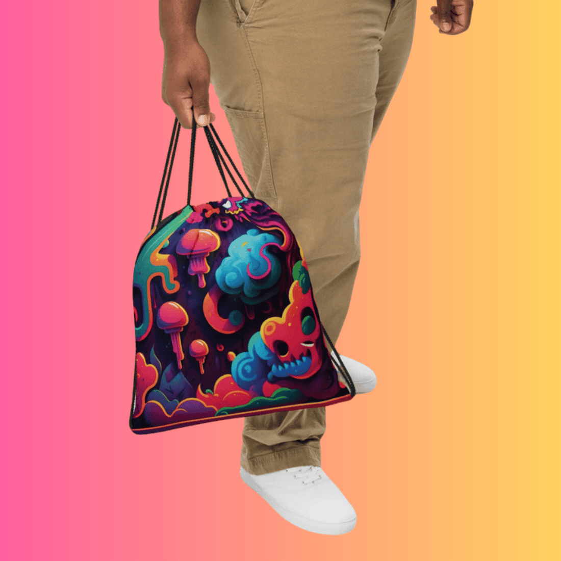 Trippy Universe Drawstring Bag - Ultimate Companion for Raves & Festivals