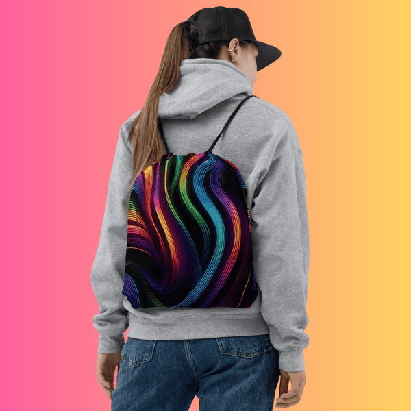 Neon Swirl Festival Drawstring Bag for Ravers