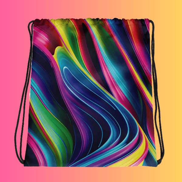 Neon Swirl Drawstring Bag - Your Festival Essential for Raves and Music Events