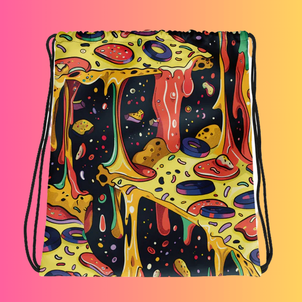 Melting Pizza Drawstring Bag - Perfect for Raves & Festivals - EDMFestieGear.com