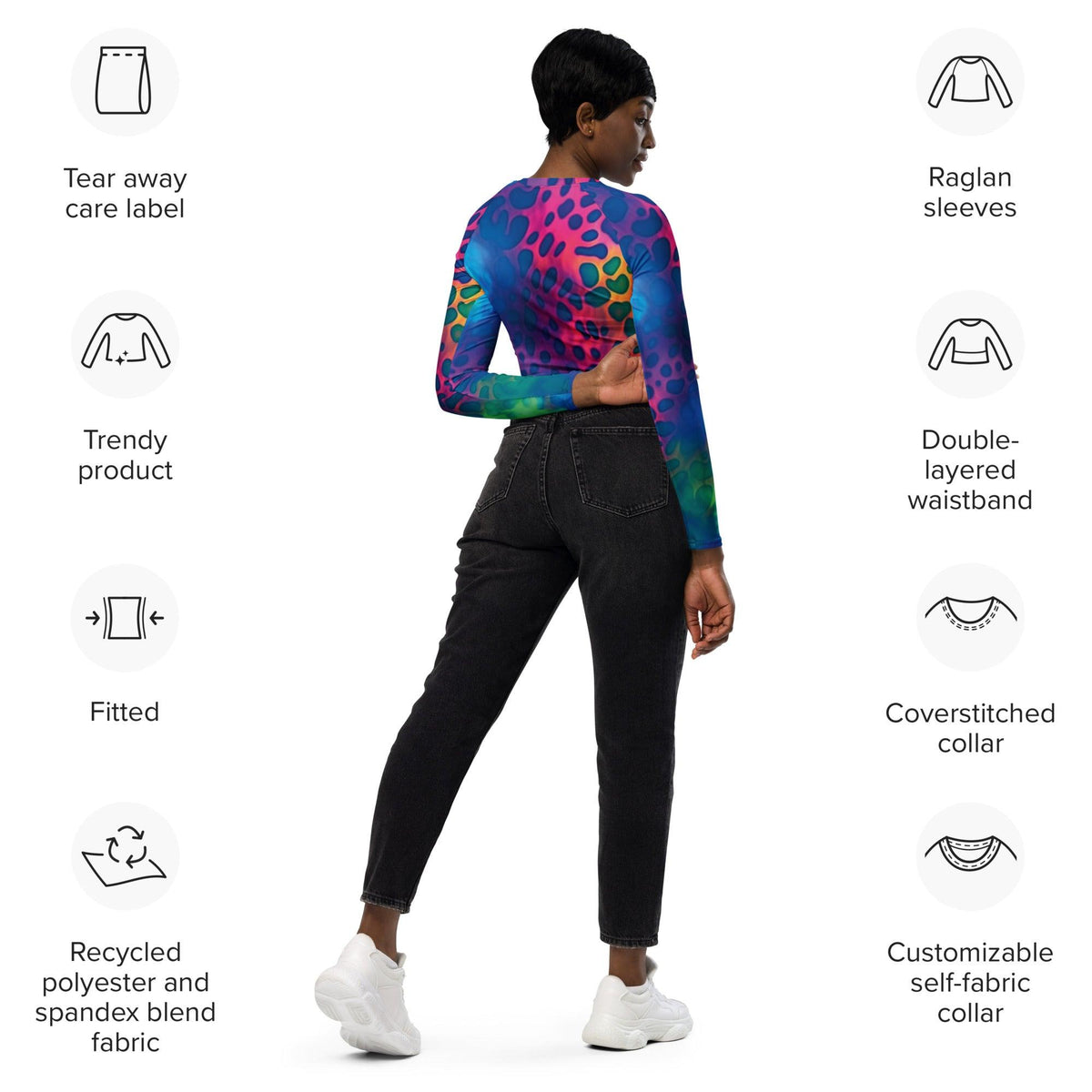 Neon Leopard Long Sleeve Crop Top - EDMFestieGear.com