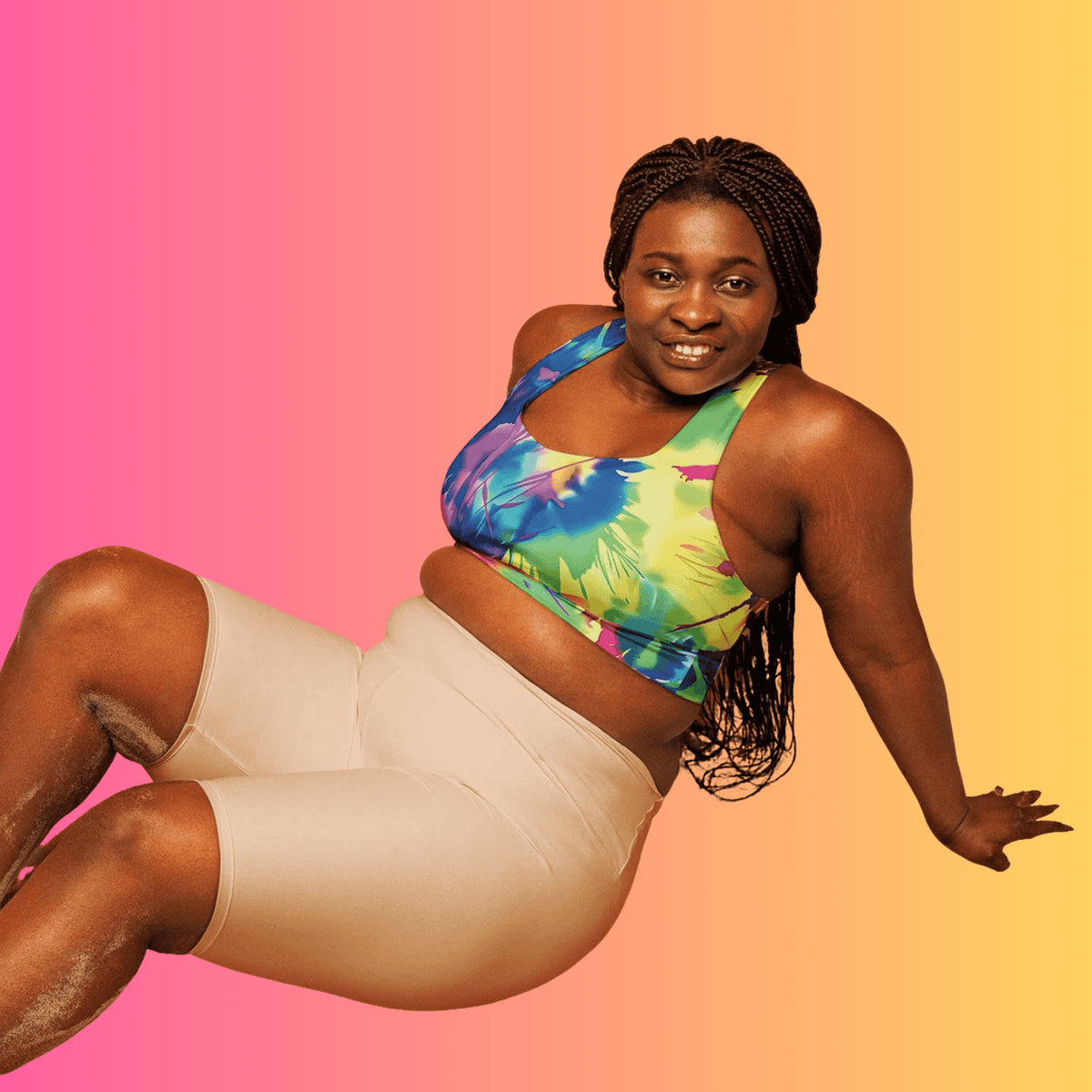 Neon Tie-Dye Longline Sports Bra for Rave Culture Enthusiasts