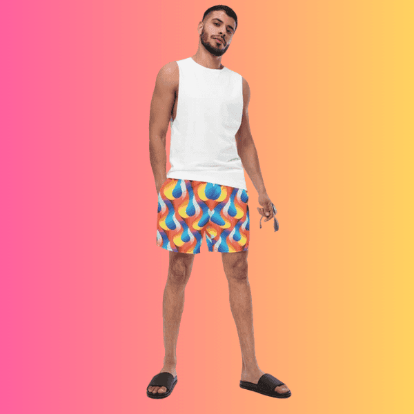 Vibrant Abstract Swim Shorts for EDM Festivals & Raves