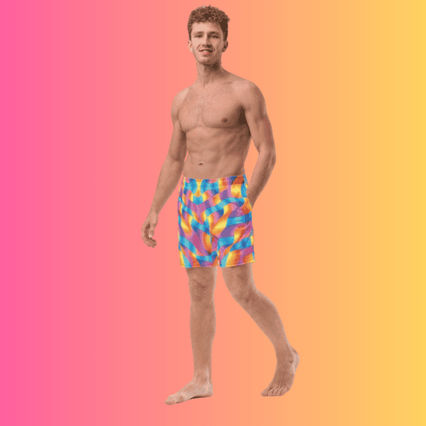Vibrant Abstract Swim Shorts for Raves & Festivals