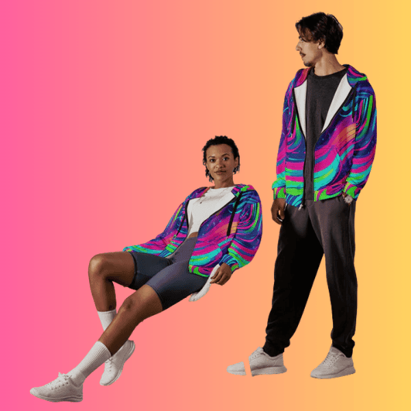 Vibrant Eco-Friendly Unisex Zip Hoodie for Festival Vibes