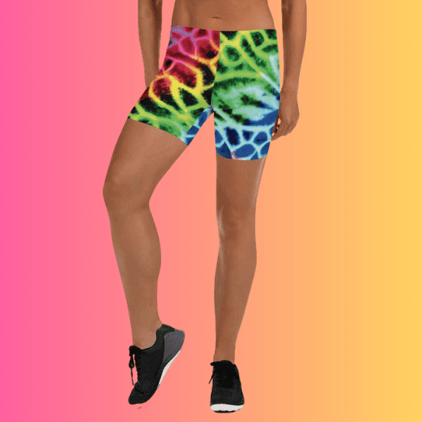 Vibrant Neon Leopard Rave Shorts for EDM Festivals