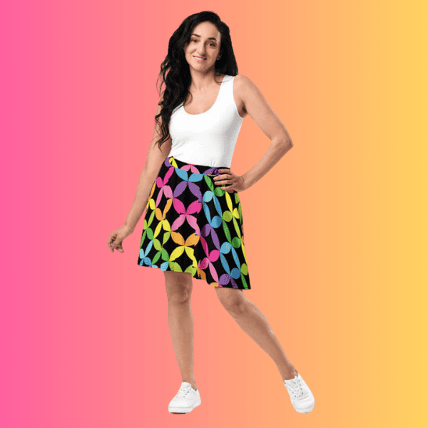 Vibrant Rainbow Skater Skirt for Festivals & Raves - Perfect for EDM Events