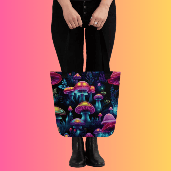Vibrant Mushroom Tote Bag for Raves and Festivals
