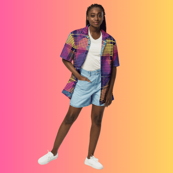 Vibrant Plaid Button-Up Shirt for Raves and Festivals