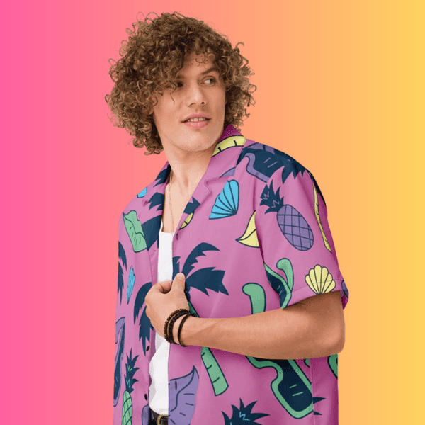Retro Button Shirt for Raves and Festivals - Vibrant EDM Fashion