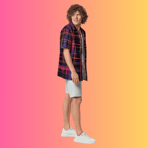 Festival-Ready Playful Plaid Button-Up Shirt for Rave Vibes