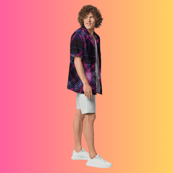 Dynamic Plaid Button-Up Shirt for Rave Lovers