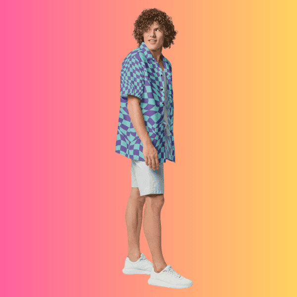 Vibrant Checkered Button-Up Shirt for Raves and Festivals