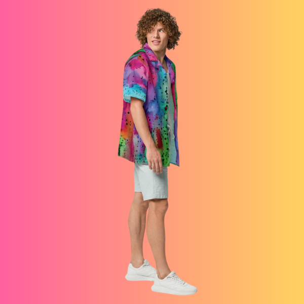 Alcohol Ink Button Shirt for Raves and Festivals - EDMFestieGear.com