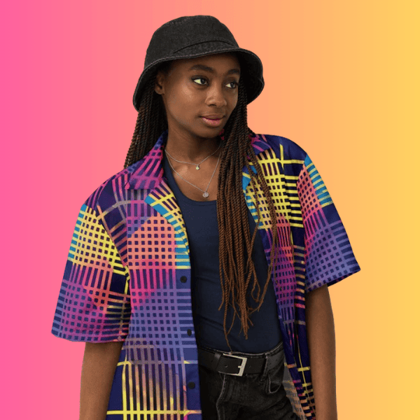 Vibrant Plaid Button-Up Shirt for Raves and Festivals