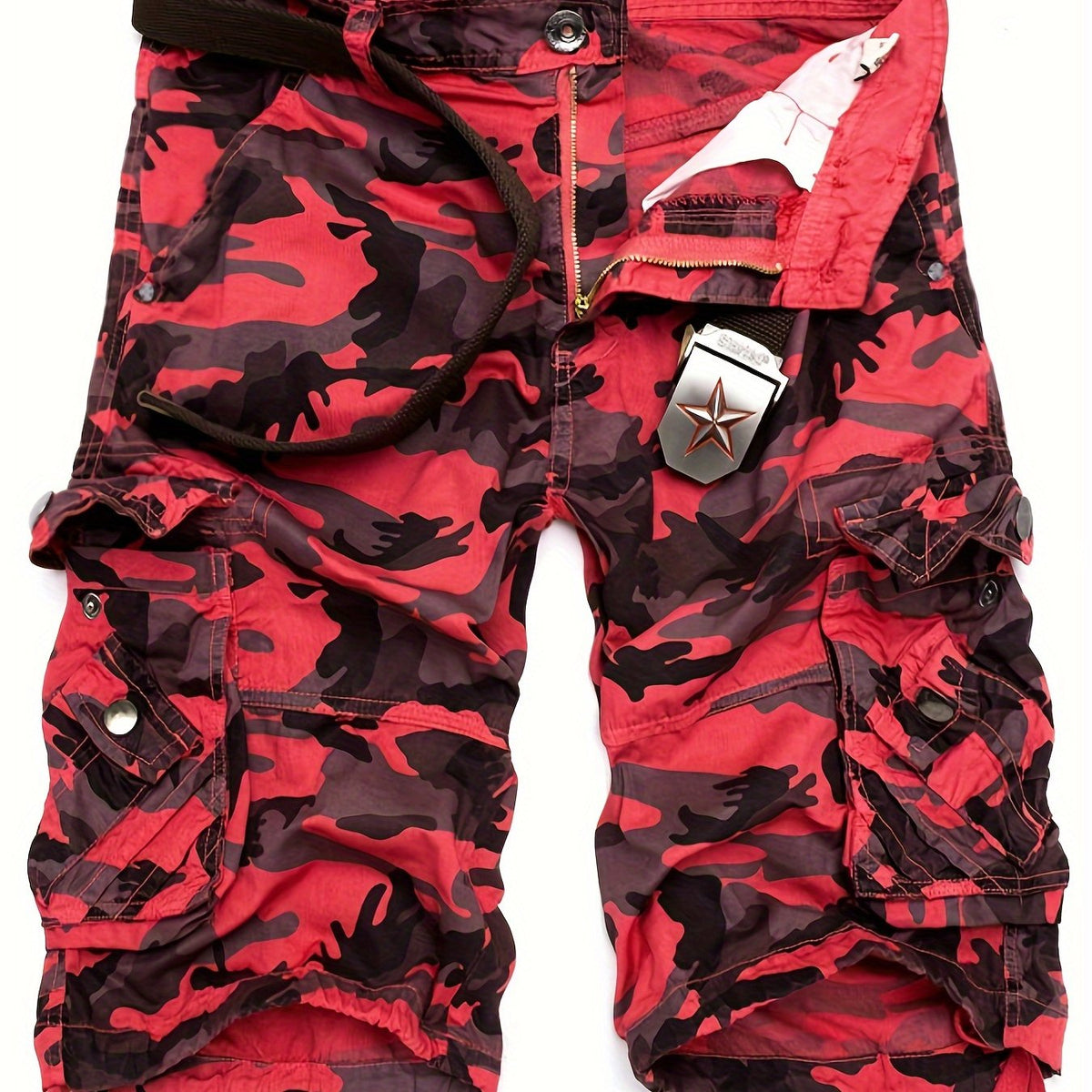 Mens Relaxed Fit Cotton Cargo Shorts Summer Style