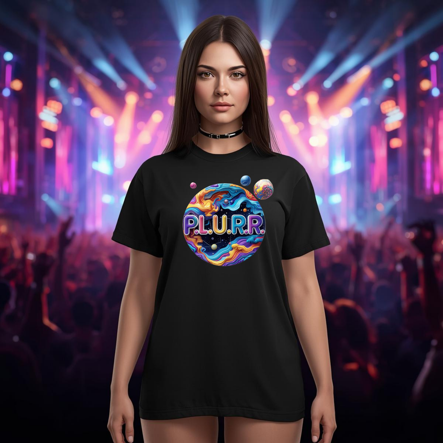 P.L.U.R.R Solar System Festival T-Shirt - Bold Celestial Design for Ravers