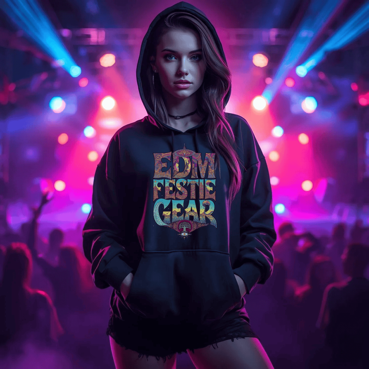 EDM Festie Gear All-Seeing Tree Cosmic Vibes Festival T-Shirt