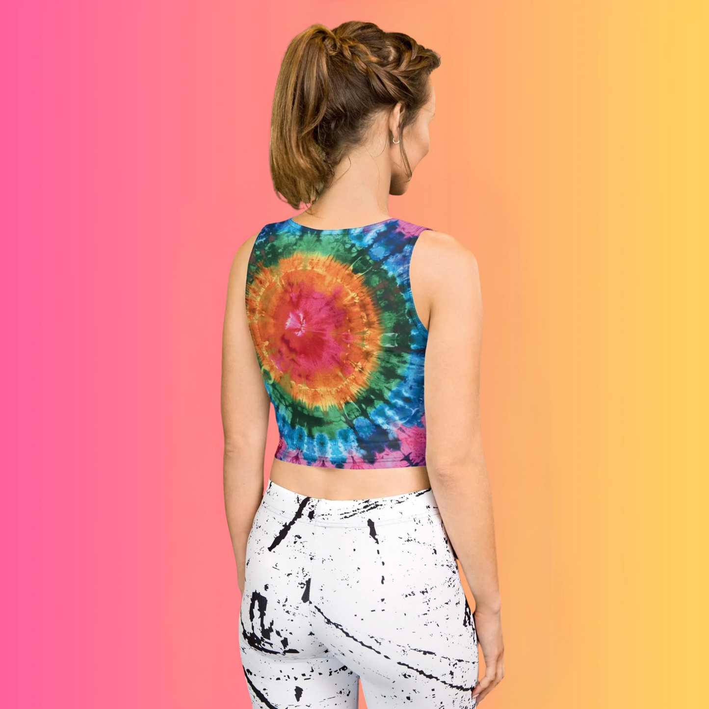 Vibrant Tie-Dye Crop Top for EDM Festivals and Raves