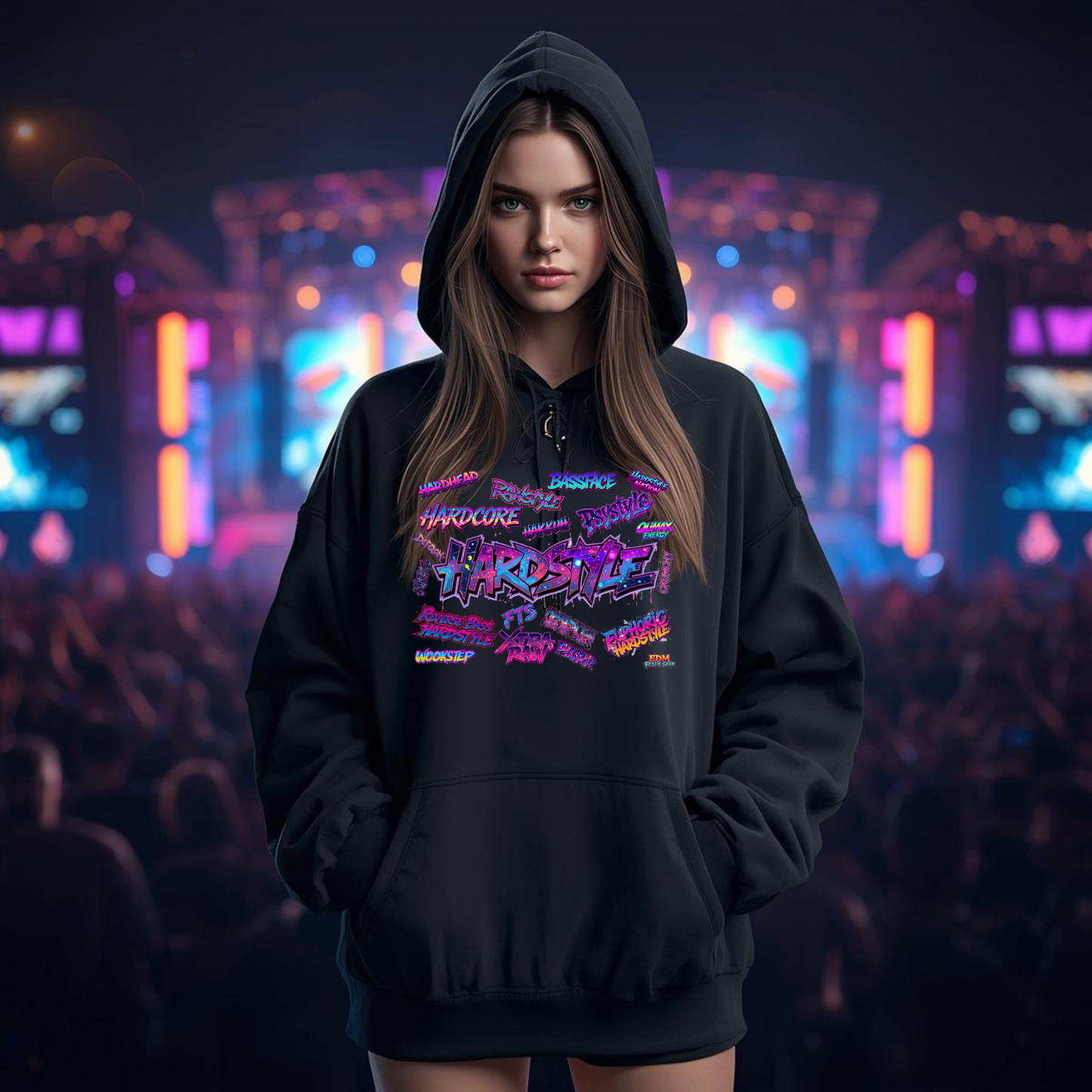 Hardstyle Word Art Festival T-Shirt for Ravers