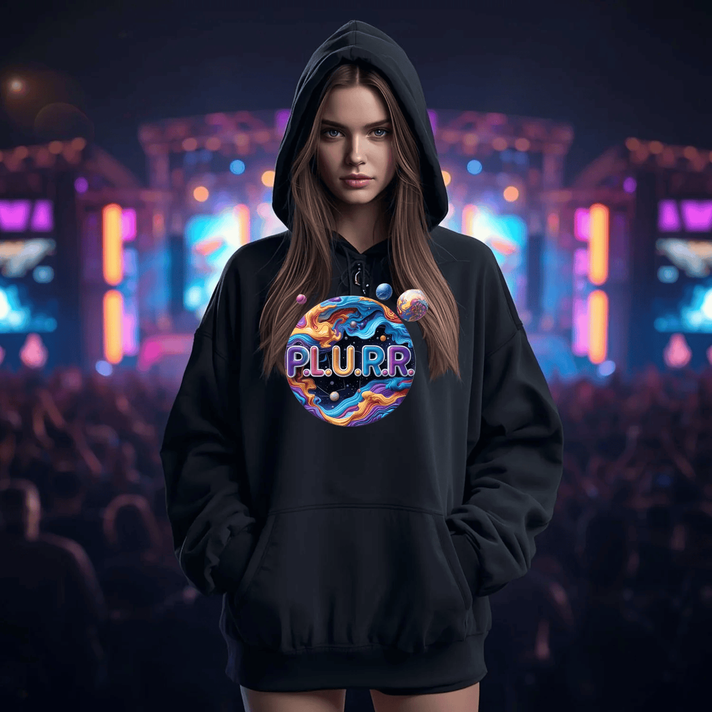 P.L.U.R.R Solar System Festival T-Shirt - Bold Celestial Design for Ravers