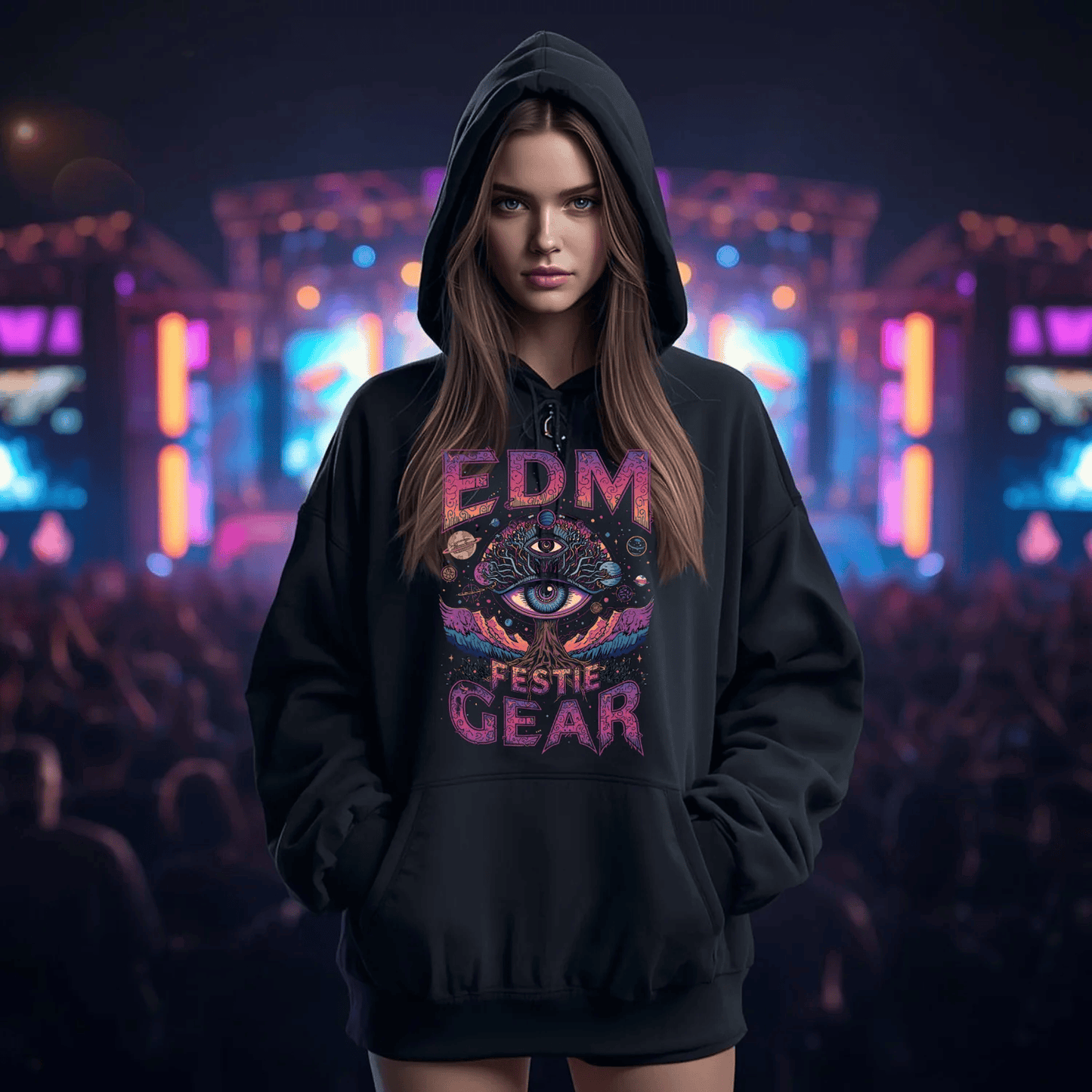 EDM Festival Gear All-Seeing Cosmic Life Tree T-Shirt