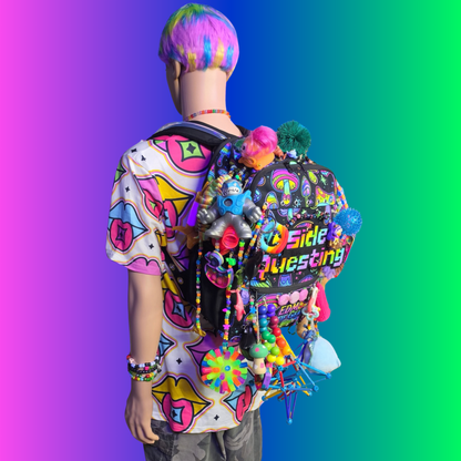 Side Questin’ Shroom Goblin Utility Backpack | One-of-a-Kind Sensory Rave Hydration Backpack | Custom EDM Festival Gear