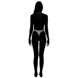 Sexy Swimsuit Women's Extreme One-Piece Mesh Revealing Swimwear Deep V Cleavage Thong Bottom Booty Quick Dry Tie-On Bathing Suit