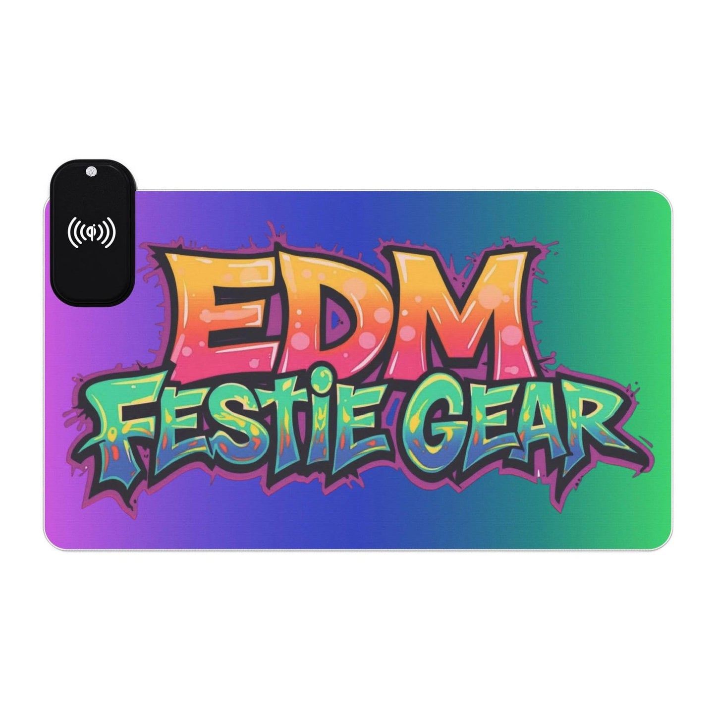 LED Wireless Charging Gaming Mouse Pad - 'EDM Festie Gear' RGB Desk Mat for Ravers