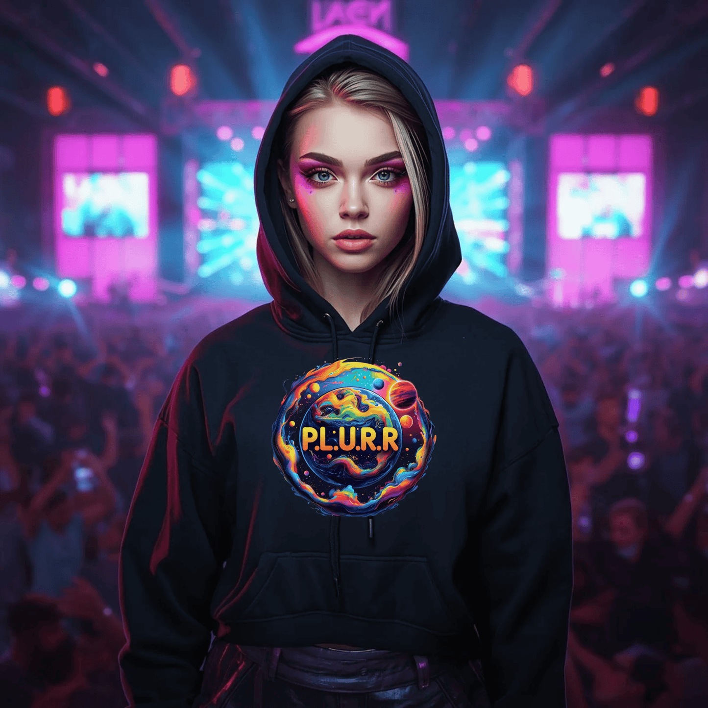 P.L.U.R.R in Space Festival T-Shirt for Rave Lovers
