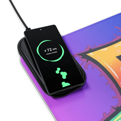 LED Wireless Charging Gaming Mouse Pad - 'EDM Festie Gear' RGB Desk Mat for Ravers