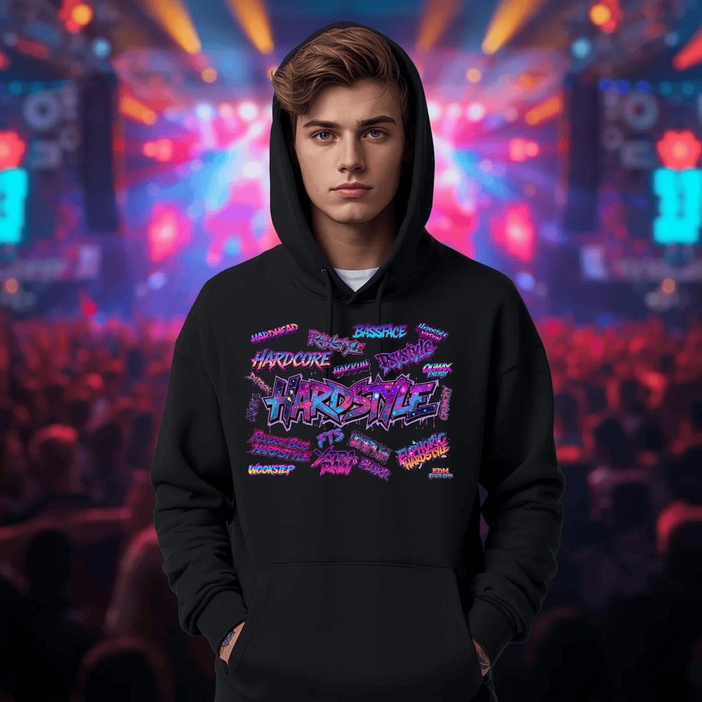 Hardstyle Word Art Festival T-Shirt for Ravers