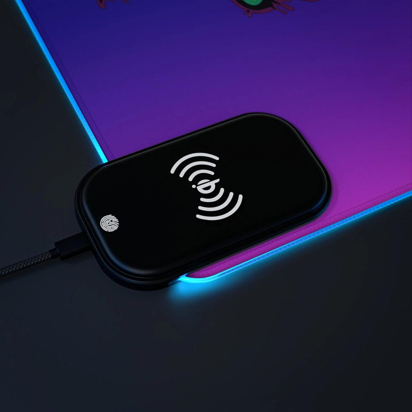 LED Wireless Charging Gaming Mouse Pad - 'EDM Festie Gear' RGB Desk Mat for Ravers
