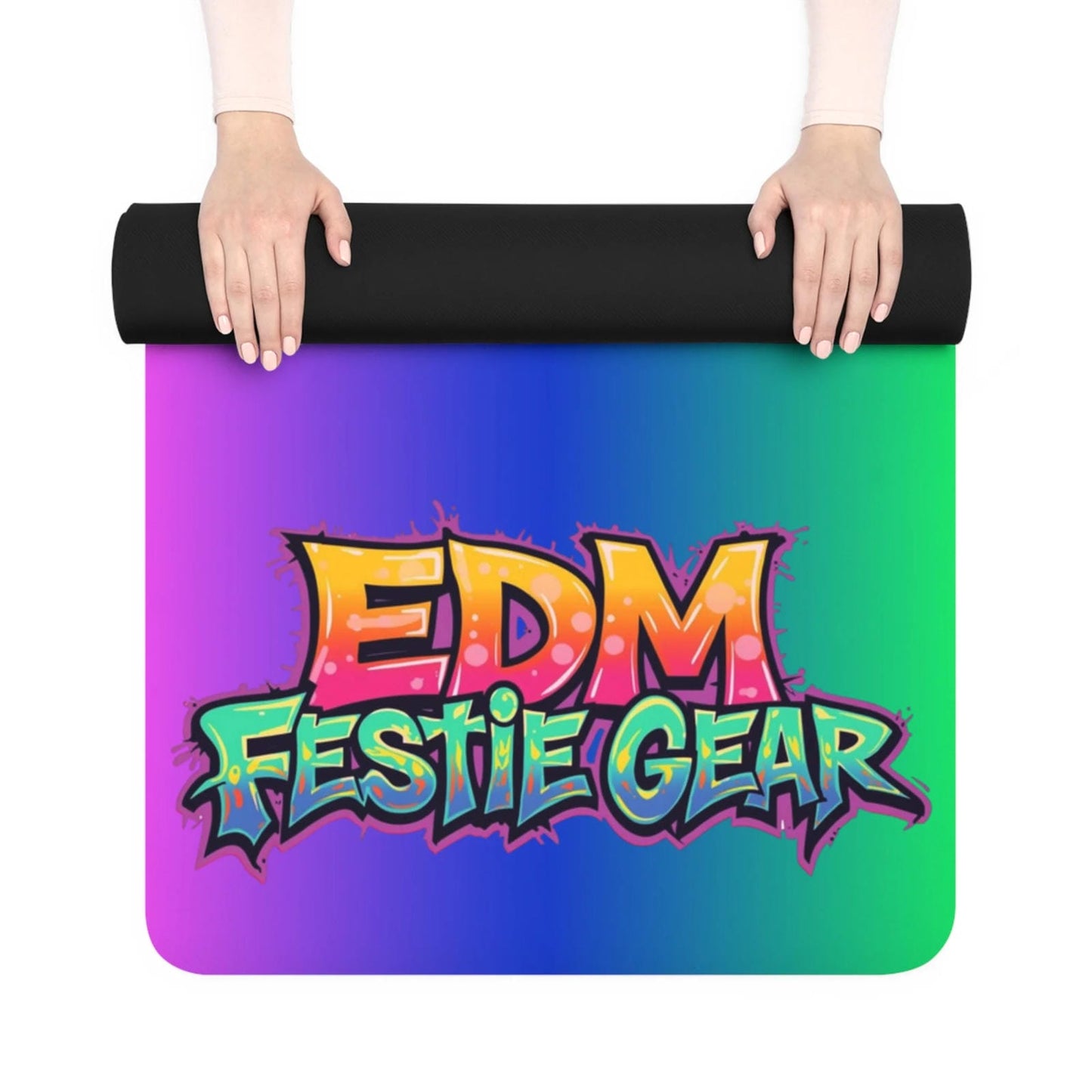 EDM Festie Gear Neon Gradient Rubber Yoga Mat - Vibrant Rave Festival Mat