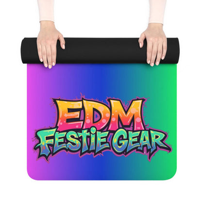 EDM Festie Gear Neon Gradient Rubber Yoga Mat - Vibrant Rave Festival Mat