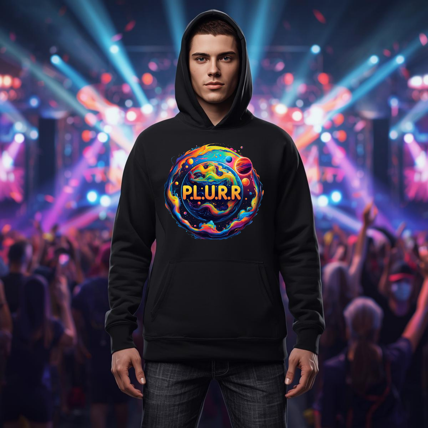 P.L.U.R.R in Space Festival T-Shirt for Rave Lovers
