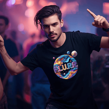 P.L.U.R.R Solar System Festival T-Shirt - Bold Celestial Design for Ravers