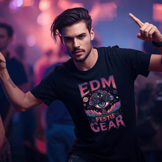 EDM Festival Gear All-Seeing Cosmic Life Tree T-Shirt