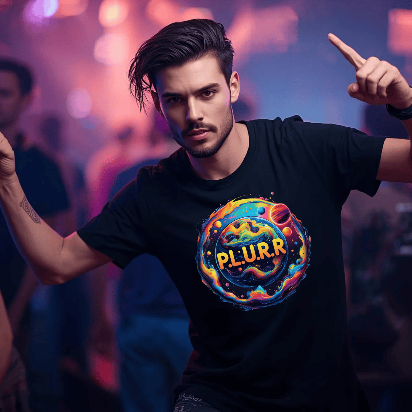 P.L.U.R.R in Space Festival T-Shirt for Rave Lovers