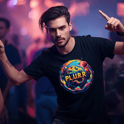 P.L.U.R.R in Space Festival T-Shirt for Rave Lovers