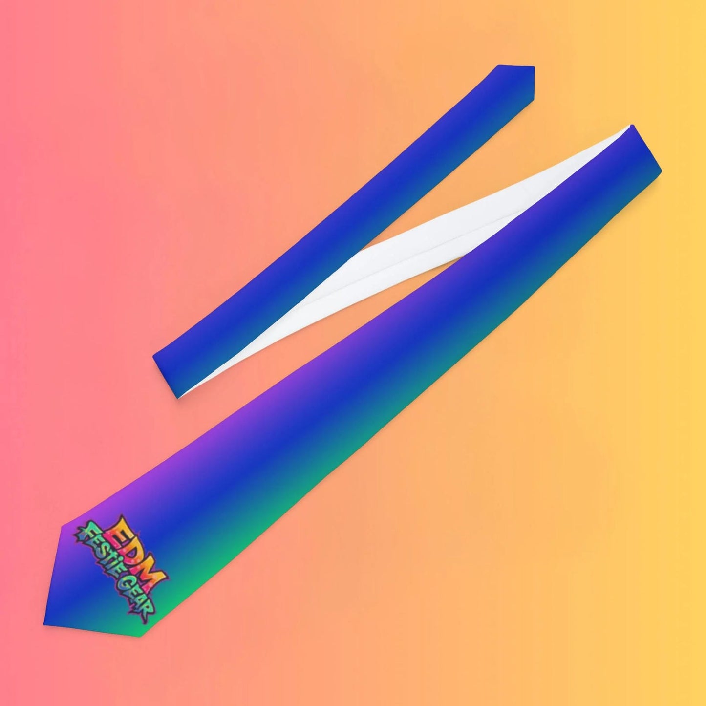 EDM Festie Gear Gradient Rainbow Necktie – Vibrant Tie for Raves and Festivals