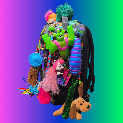 Side Questin’ Shroom Goblin Utility Backpack | One-of-a-Kind Sensory Rave Hydration Backpack | Custom EDM Festival Gear