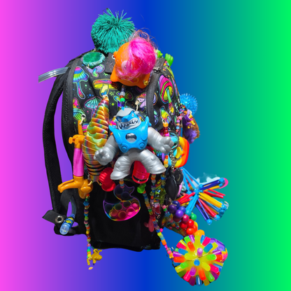 Side Questin’ Shroom Goblin Utility Backpack | One-of-a-Kind Sensory Rave Hydration Backpack | Custom EDM Festival Gear