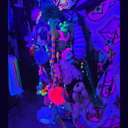 Side Questin’ Shroom Goblin Utility Backpack | One-of-a-Kind Sensory Rave Hydration Backpack | Custom EDM Festival Gear