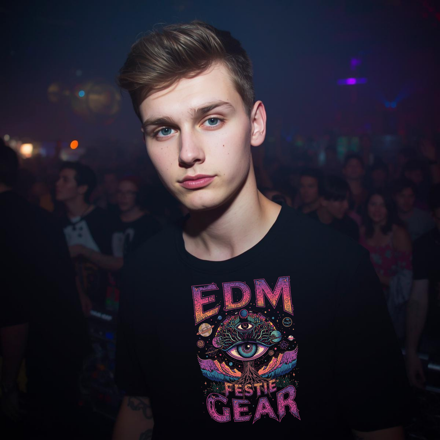 EDM Festival Gear All-Seeing Cosmic Life Tree T-Shirt